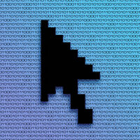 image shows a cursor in front of a binary code background