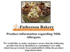 Image shows the Fatherston Bakery milk allergy warning