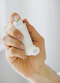 Photo shows an inhaler