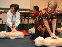 Photo shows a first aid training session