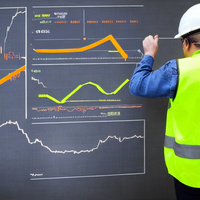 image shows someone wearing PPE standing in front of a profit and loss chart